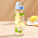 Borosil Crysto Wide Mouth Clear Glass Bottle 750ml - Pink Lid