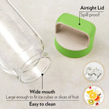 Borosil Crysto Wide Mouth Clear Glass Bottle 750ml - Pink Lid