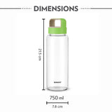 Borosil Crysto Wide Mouth Clear Glass Bottle 750ml - Pink Lid