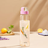 Borosil Crysto Wide Mouth Clear Glass Bottle 750ml - Pink Lid