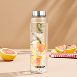 Borosil Personalised Crysto Wide Mouth Clear Glass Bottle 1L - SS Lid