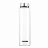 Borosil Personalised Crysto Wide Mouth Clear Glass Bottle 1L - SS Lid