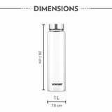 Borosil Personalised Crysto Wide Mouth Clear Glass Bottle 1L - SS Lid