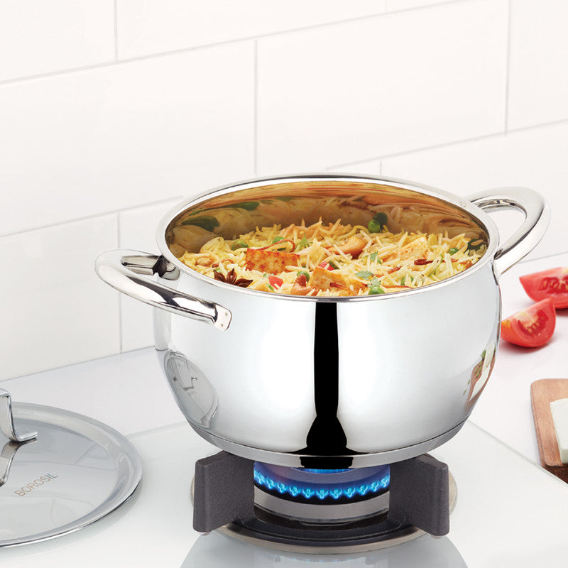 Borosil Cookfresh Stainless Steel Handi Casserole with Lid