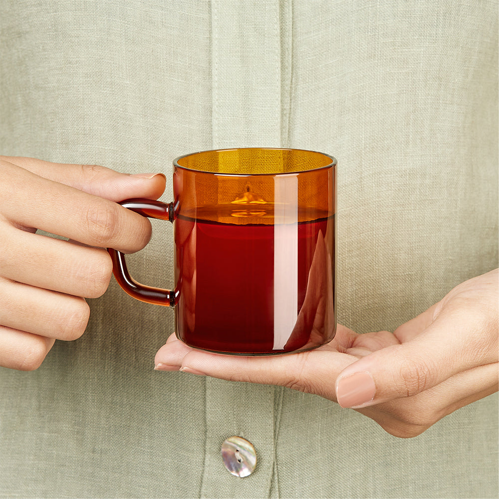 Borosil Vision Amber Mug, Set of 6, 190ml