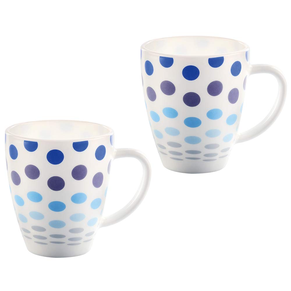 Borosil Larah Polka Mug Set of 2, 390ml