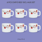Borosil Larah Chrys Red Mug Set of 6, 180ml