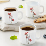 Borosil Larah Chrys Red Mug Set of 6, 180ml