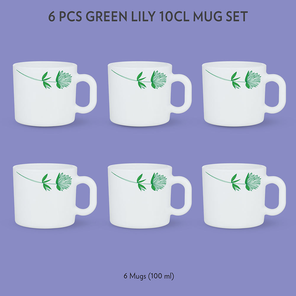 Borosil Larah Green Lily Mug Set