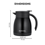 Borosil Insulated Tea Pot, Black, 500ml