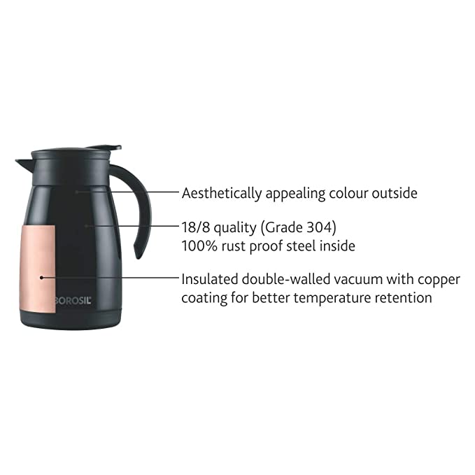 Borosil Insulated Tea Pot, Black, 500ml
