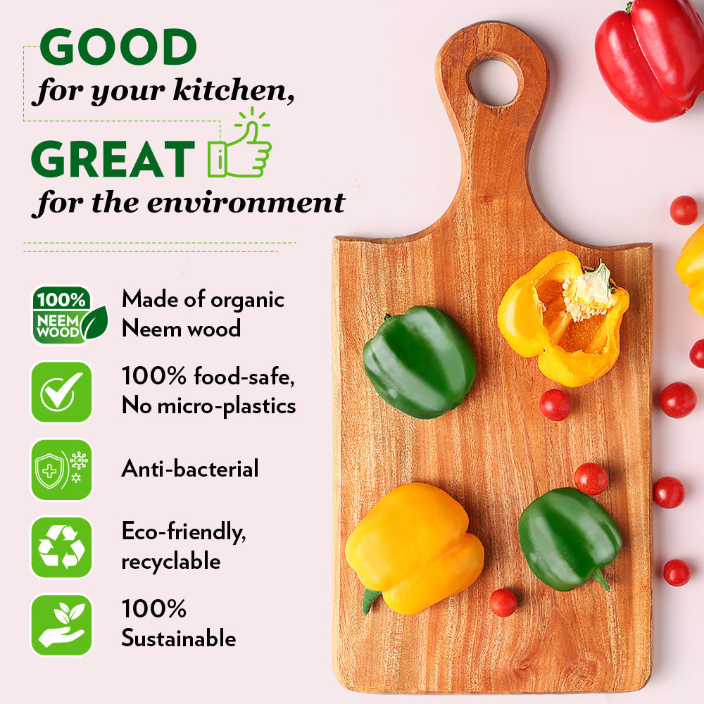 Borosil Dice Neem Wood Chopping Board 42 CM x 21 CM