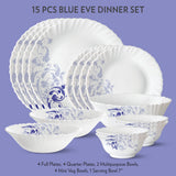 Borosil The Larah Blue Eve Dinner Set, 23 pc