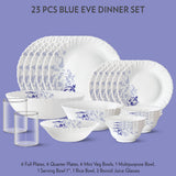 Borosil The Larah Blue Eve Dinner Set, 23 pc