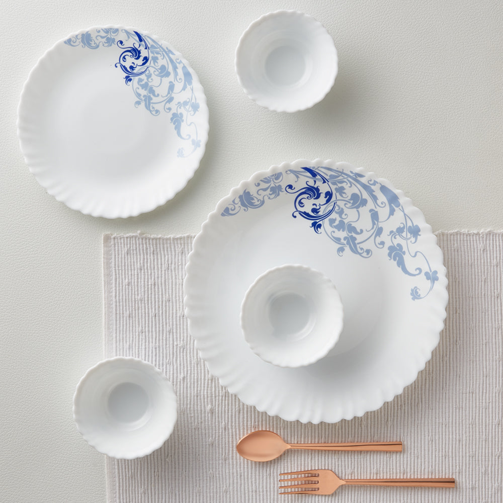 Borosil The Larah Blue Eve Dinner Set, 23 pc