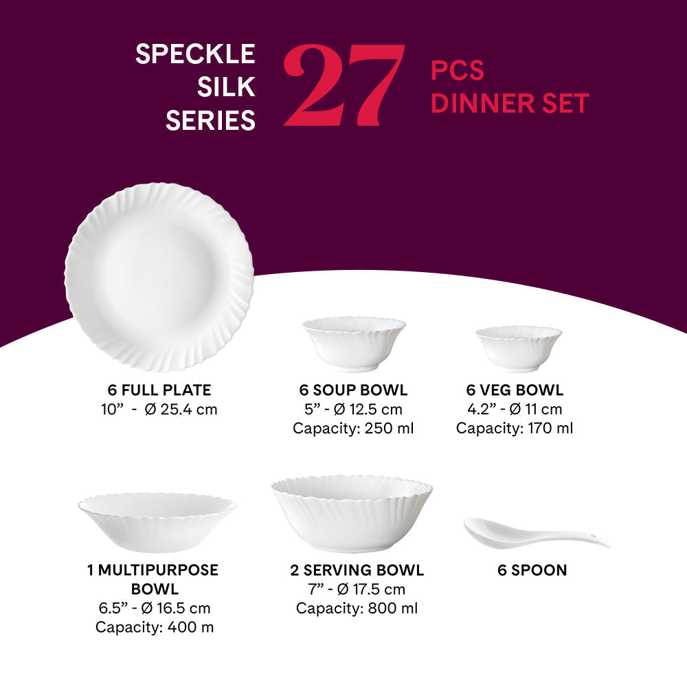 Borosil Larah Speckle Dinner Set 35 pc