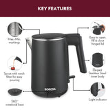 Borosil Cooltouch Stainless Steel Electric Kettle 1L