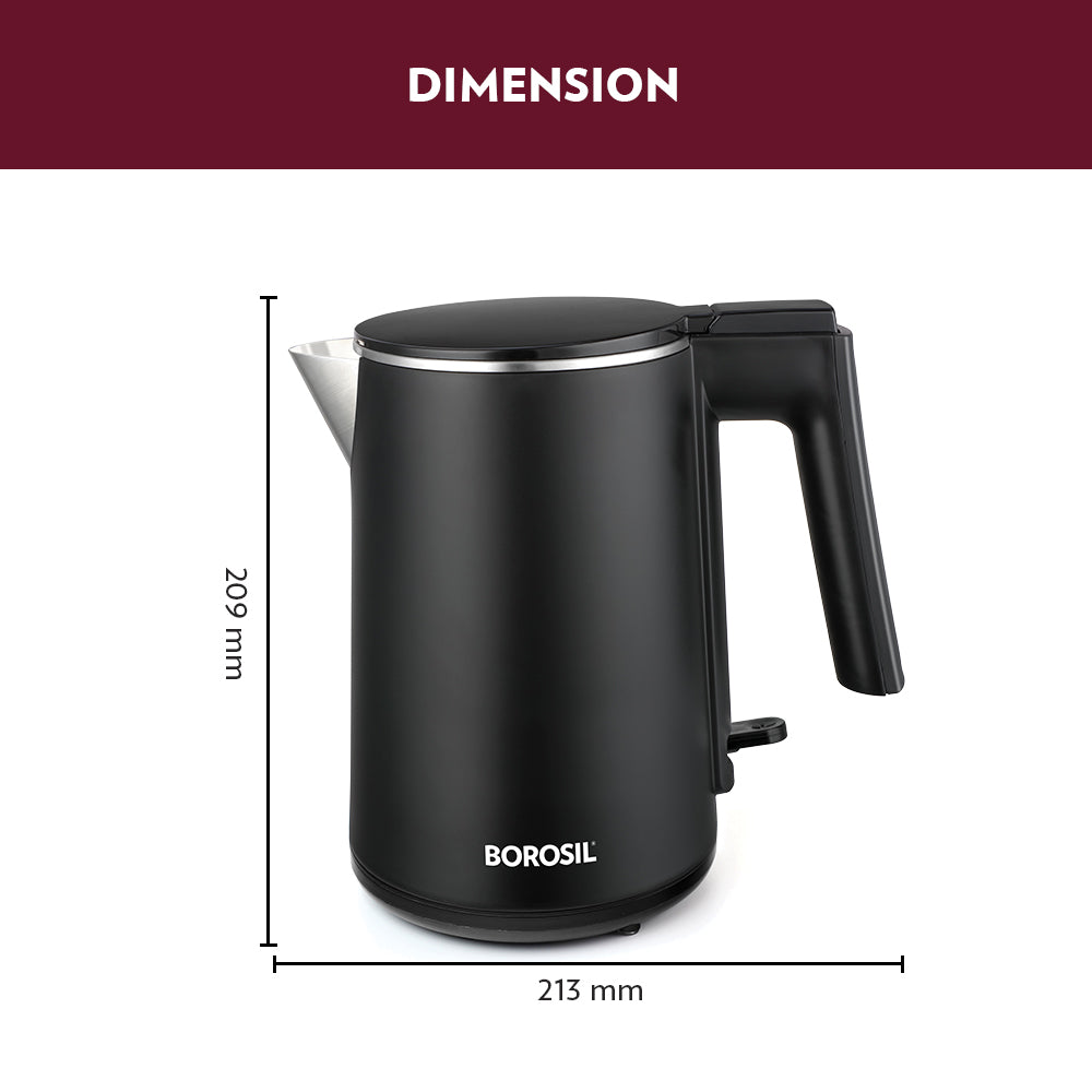 Borosil Cooltouch Stainless Steel Electric Kettle 1L
