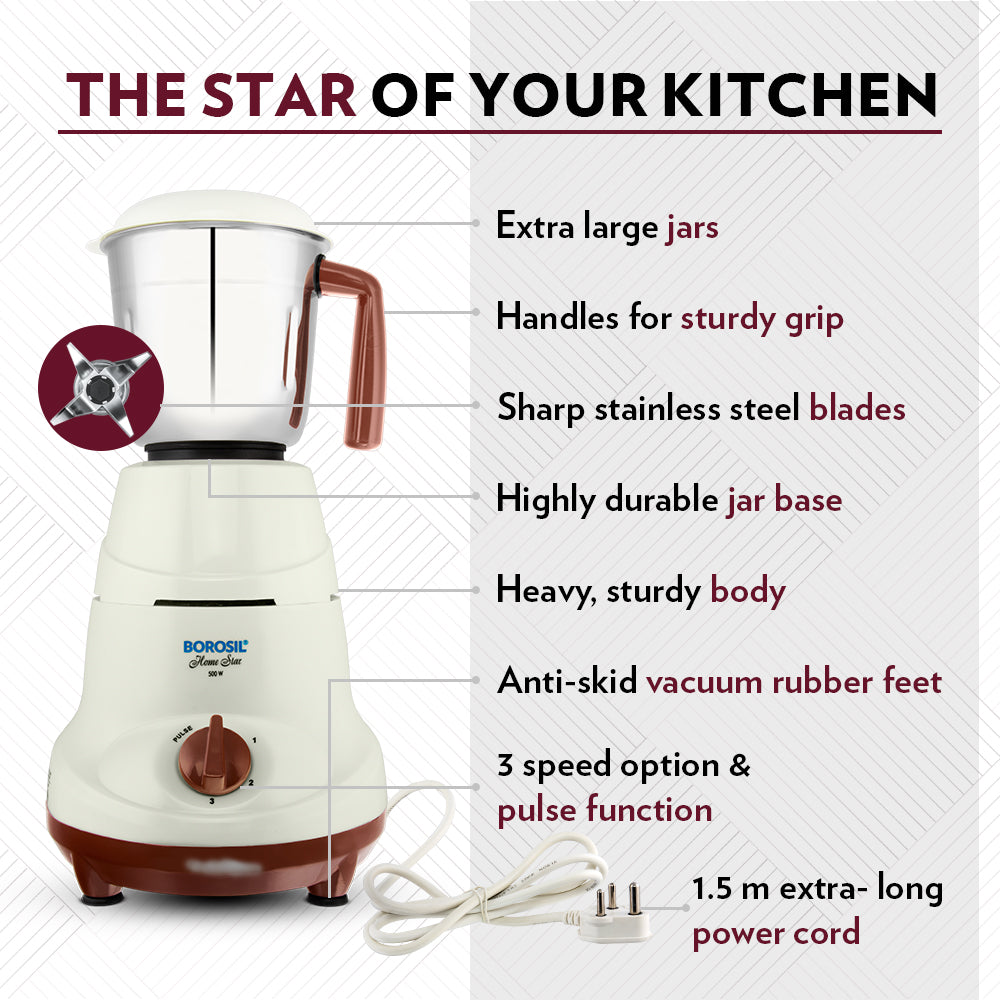 Borosil HomeStar Mixer Grinder 500W