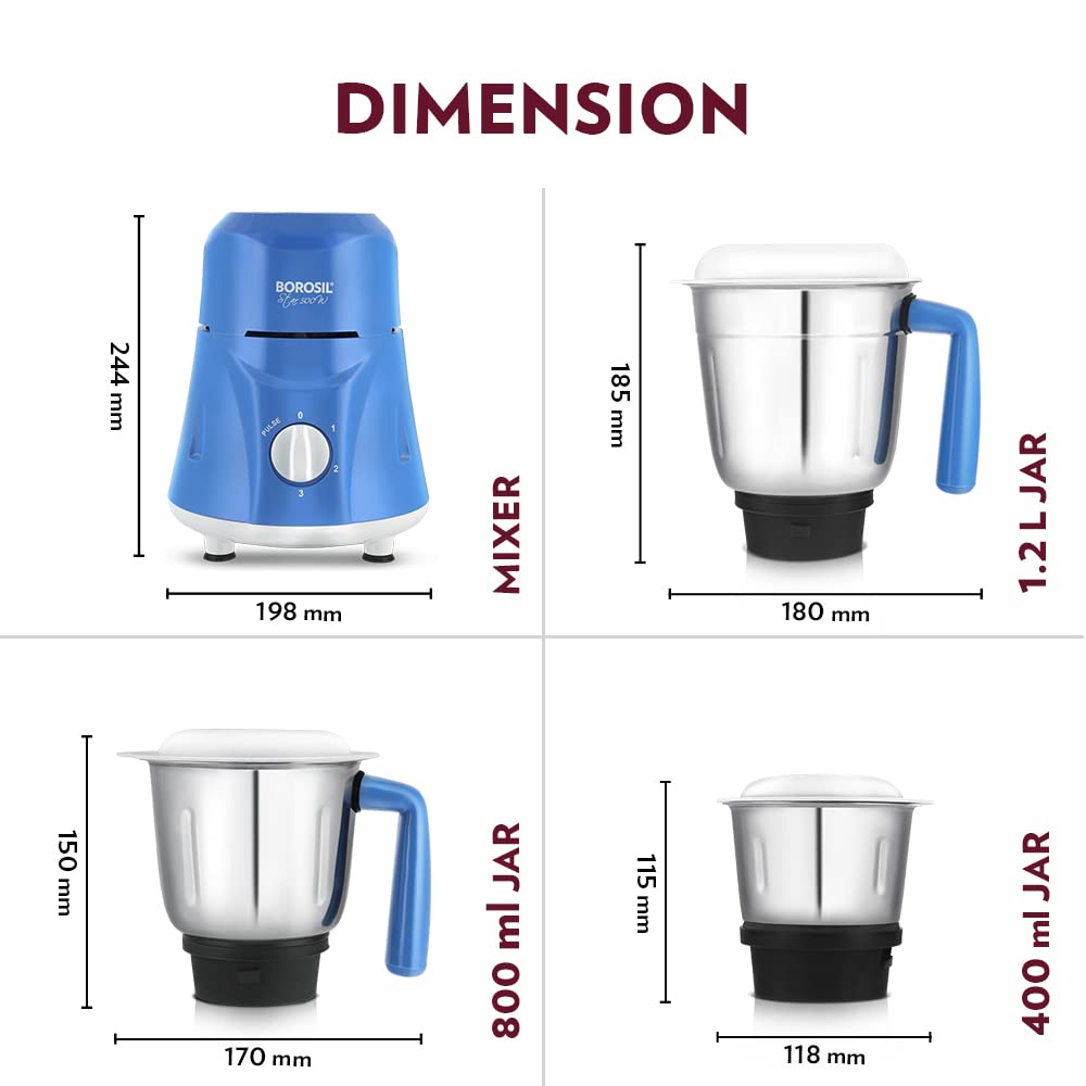 Borosil Star Mixer Grinder-Blue 500W