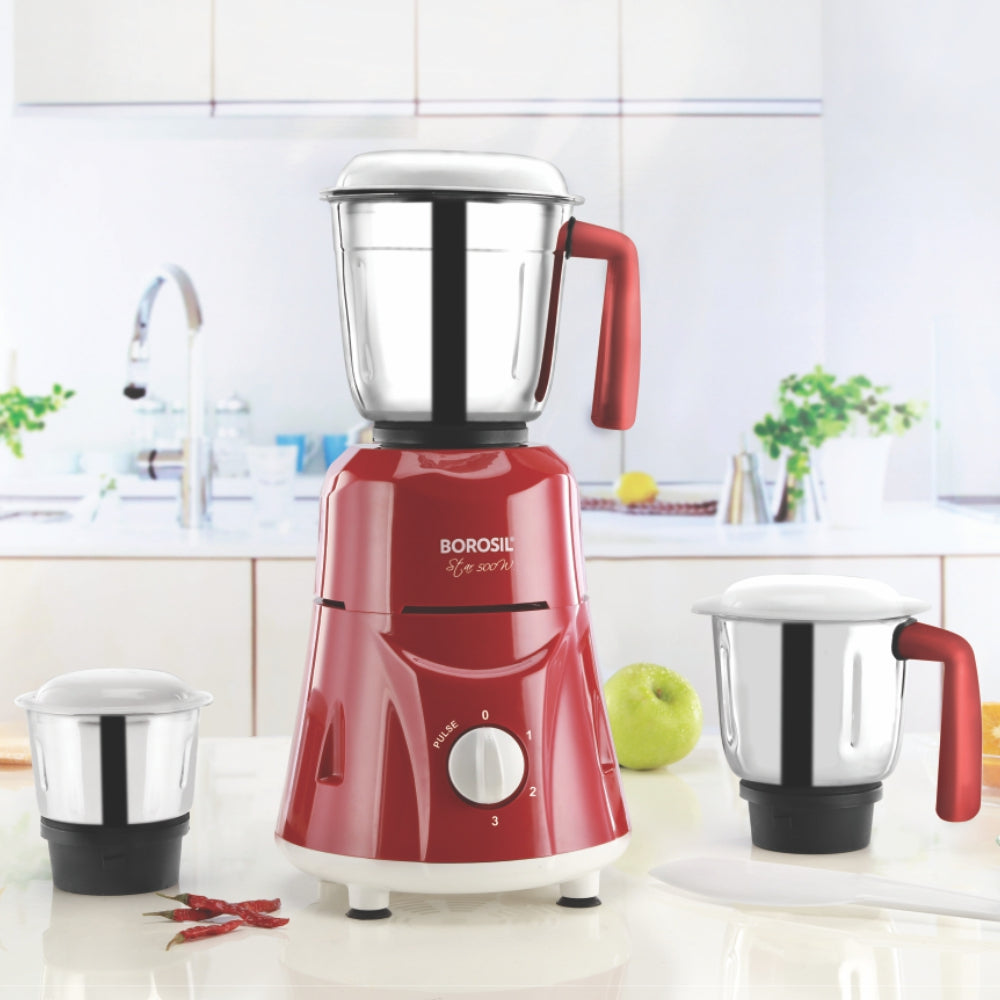 Borosil Star Mixer Grinder-Maroon 500W