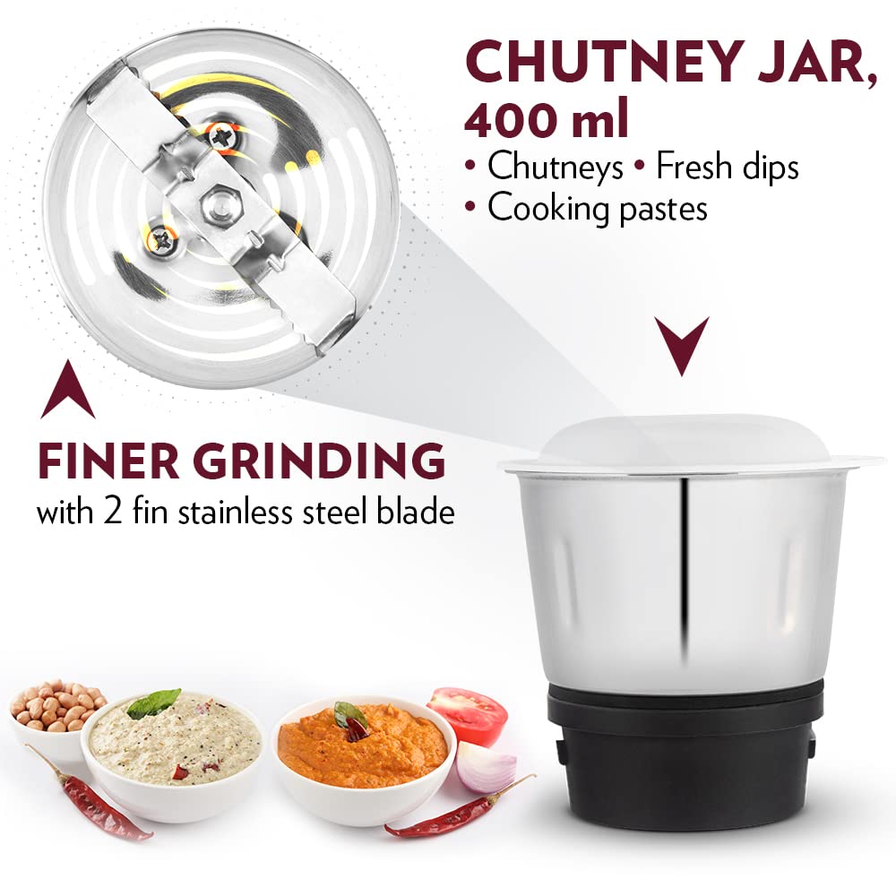 Borosil Star Mixer Grinder-Maroon 500W