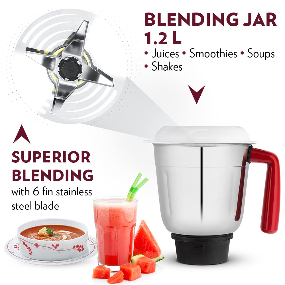 Borosil Star Mixer Grinder-Maroon 500W