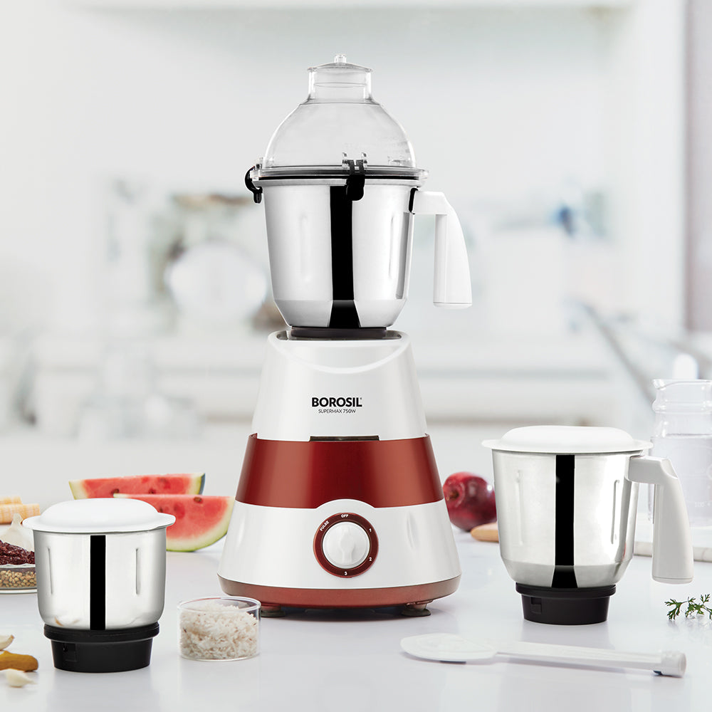 Borosil Supermax Mixer Grinder-Red 750W