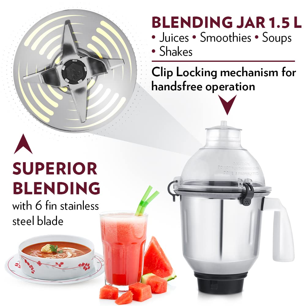Borosil Supermax Mixer Grinder-Red 750W