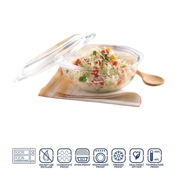 Borosil EasyGrip Round Casserole with Lid 1.5L