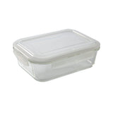 Borosil Rectangular Glass Lunchbox, Set of 2, 370ml Blue