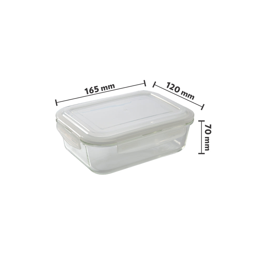 Borosil Rectangular Glass Lunchbox, Set of 2, 370ml Blue