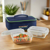 Borosil Pride Rectangular Glass Lunchbox, Set of 2, 370ml