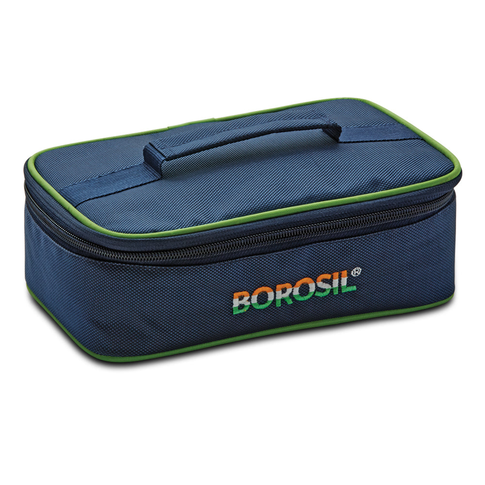 Borosil Pride Rectangular Glass Lunchbox, Set of 2, 370ml