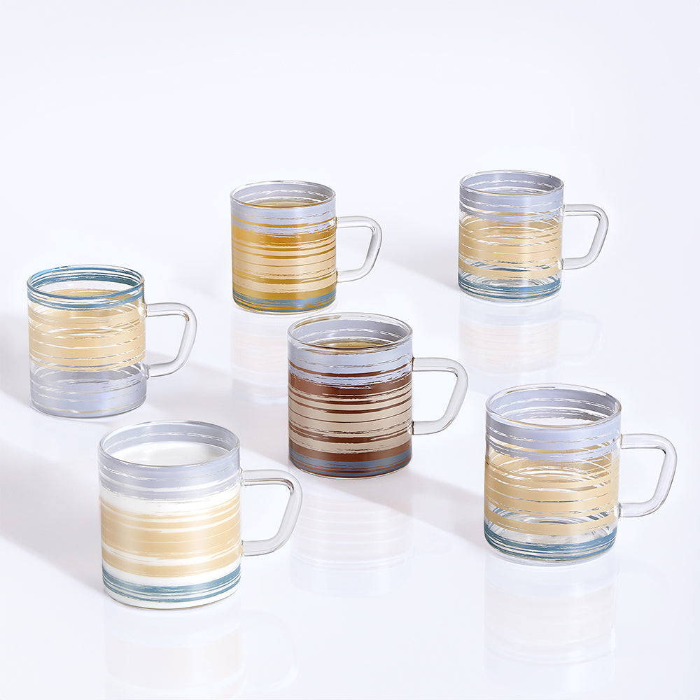 Borosil Glance Glass Mug Set of 6, 190ml