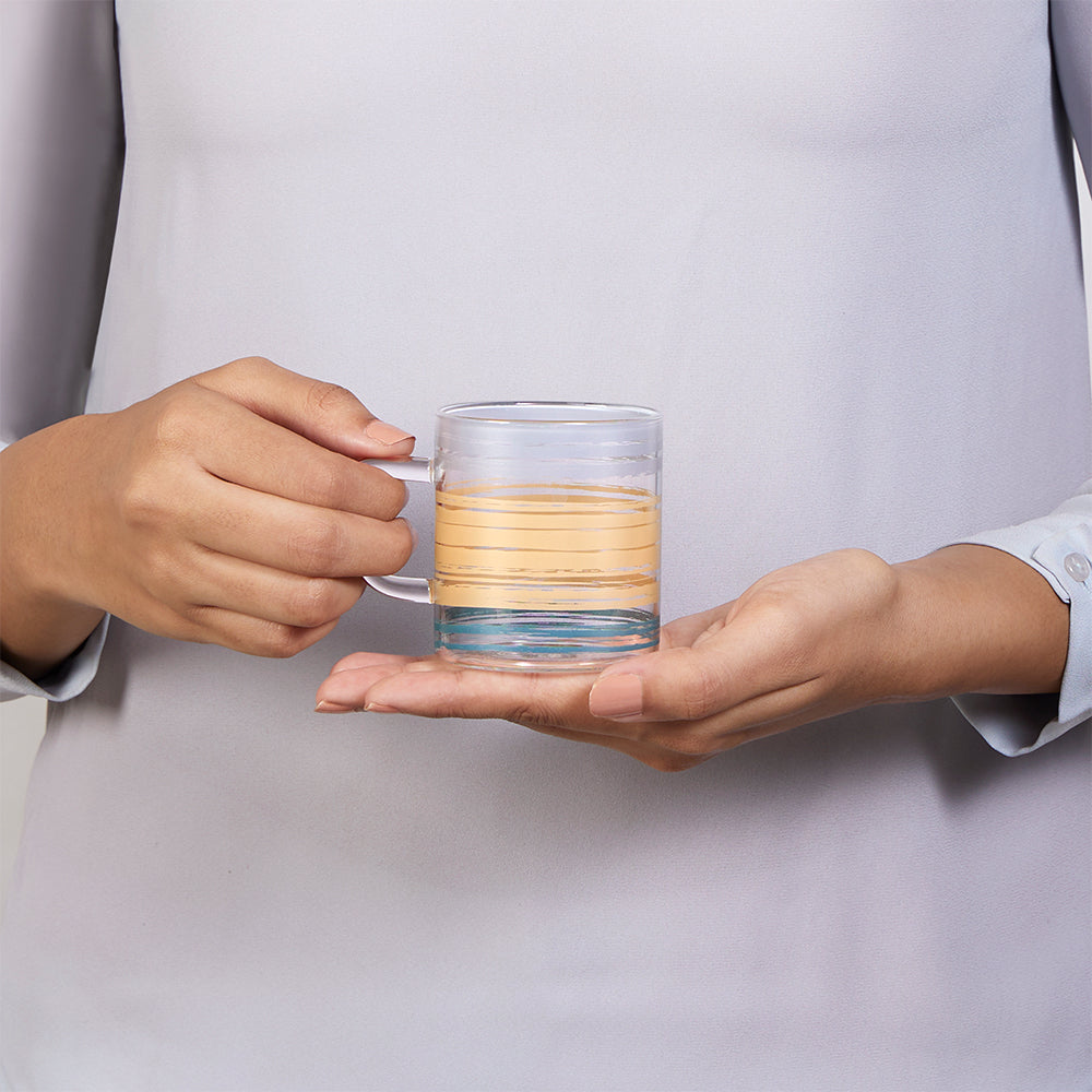 Borosil Glance Glass Mug Set of 6, 190ml