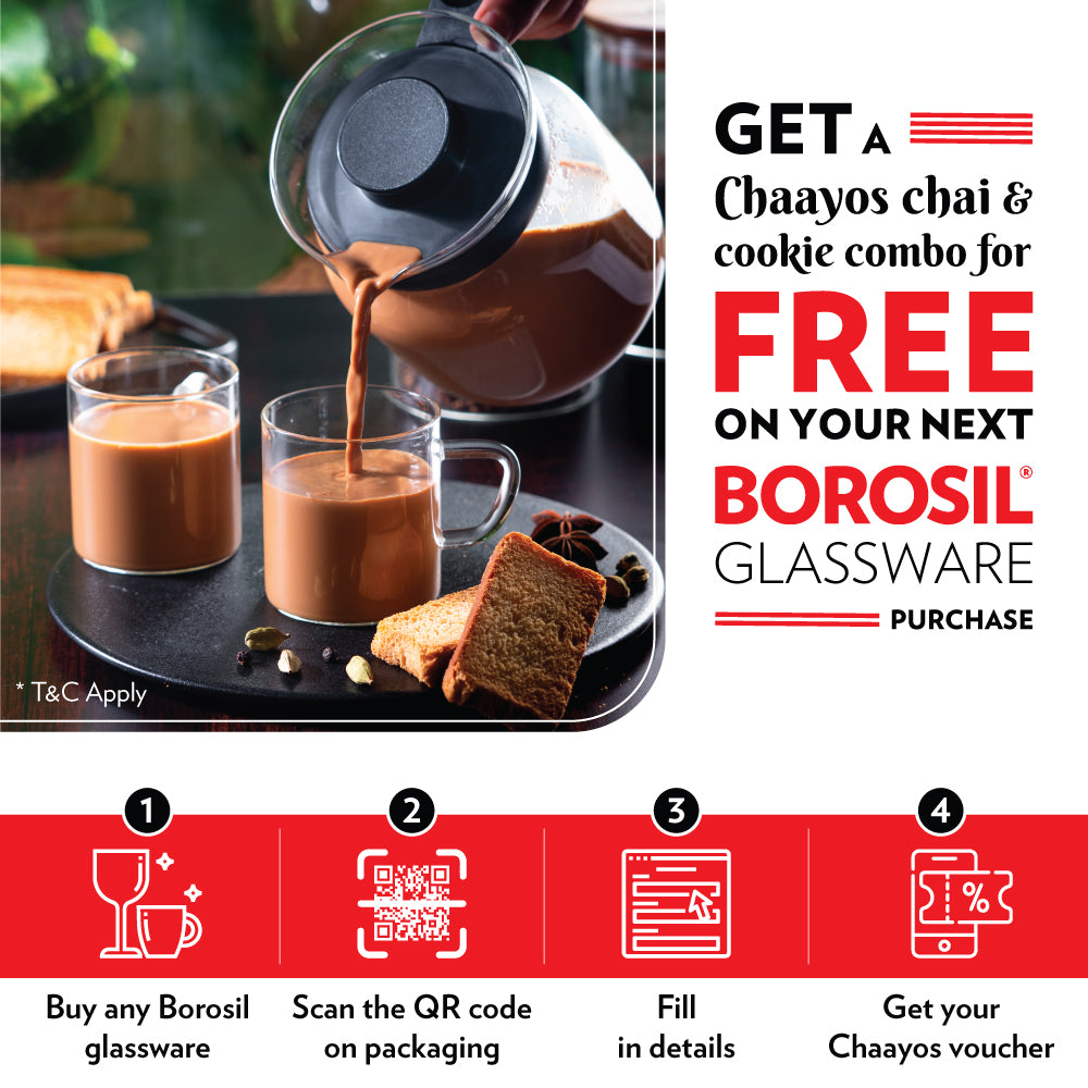Borosil Classic Tea Set, Mini Set of 2, 0.65L Carafe + 2 Mugs