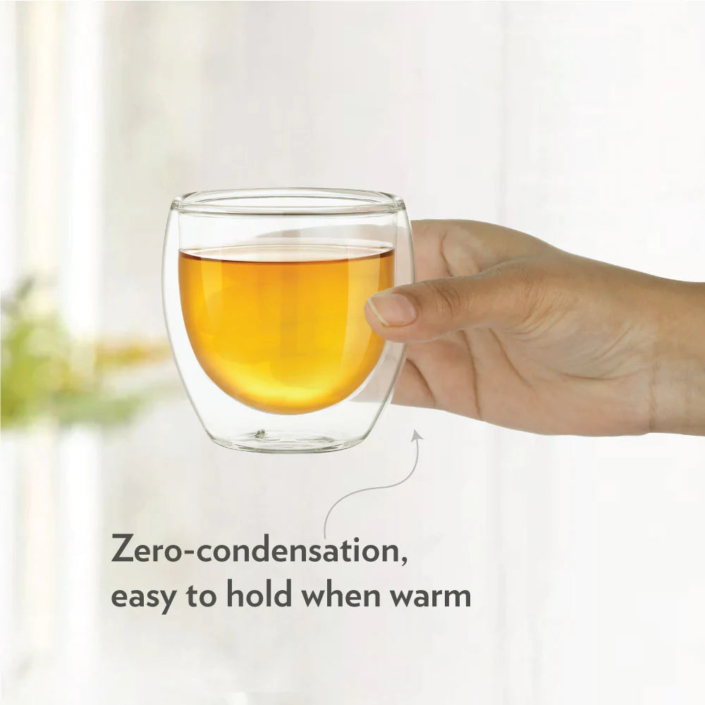 Borosil Bella Double Wall Glass Tumbler Set of 2, 300ml