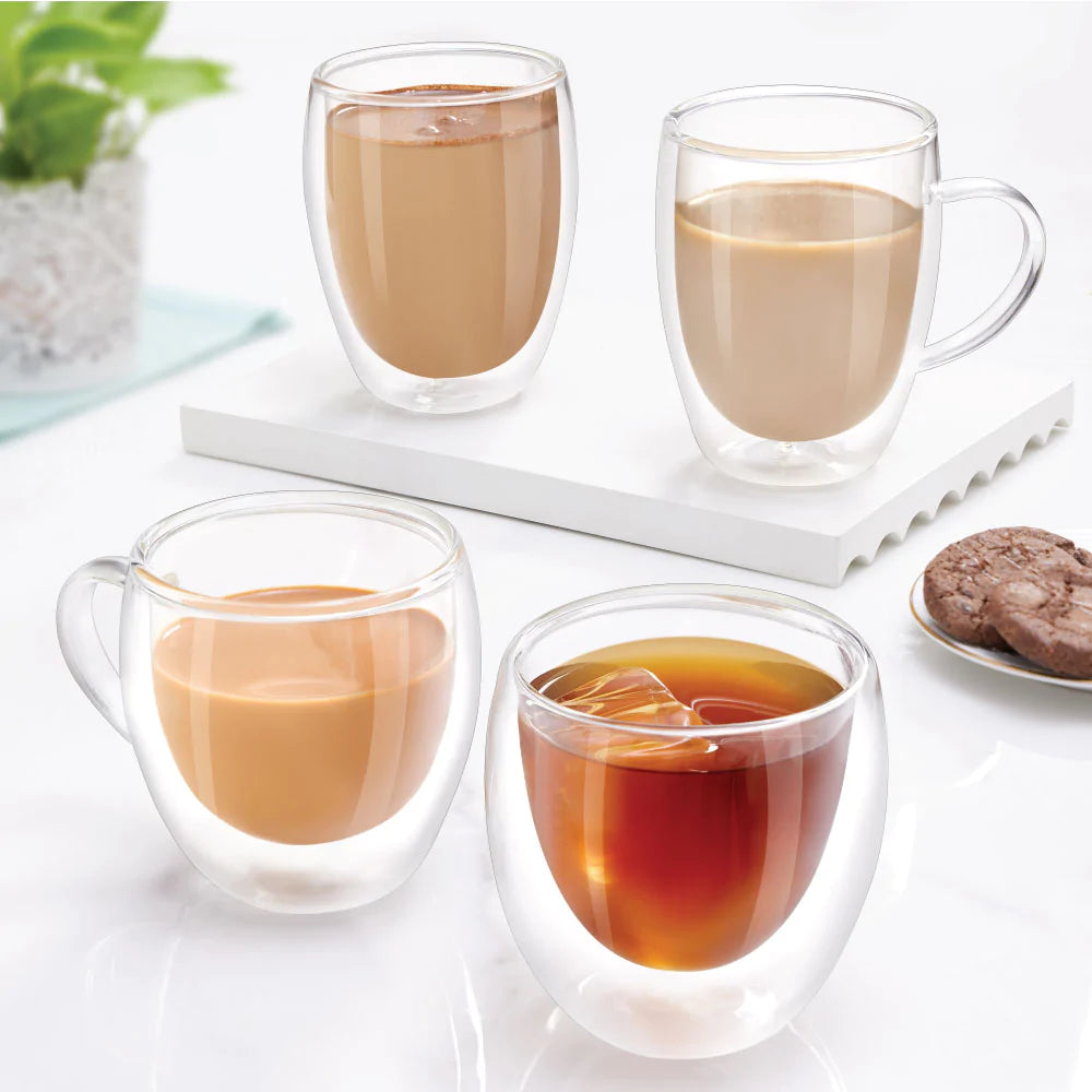 Borosil Bella Double Wall Glass Tumbler Set of 2, 300ml