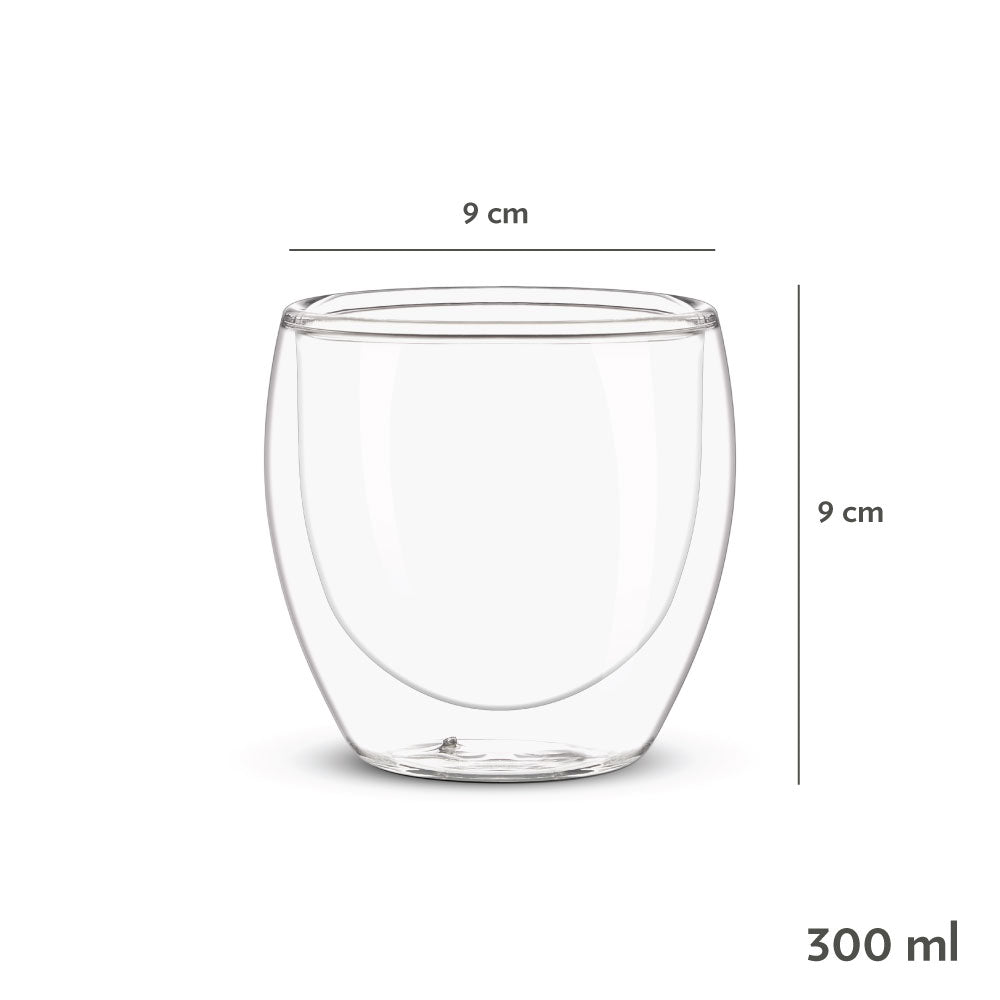 Borosil Bella Double Wall Glass Tumbler Set of 2, 300ml