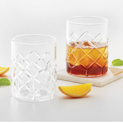 Borosil Crown Whiskey Glass Set of 6, 350ml