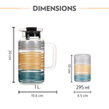 Borosil Glance Multipurpose Jug w Glasses Set of 3, 1L + 295ml x 2