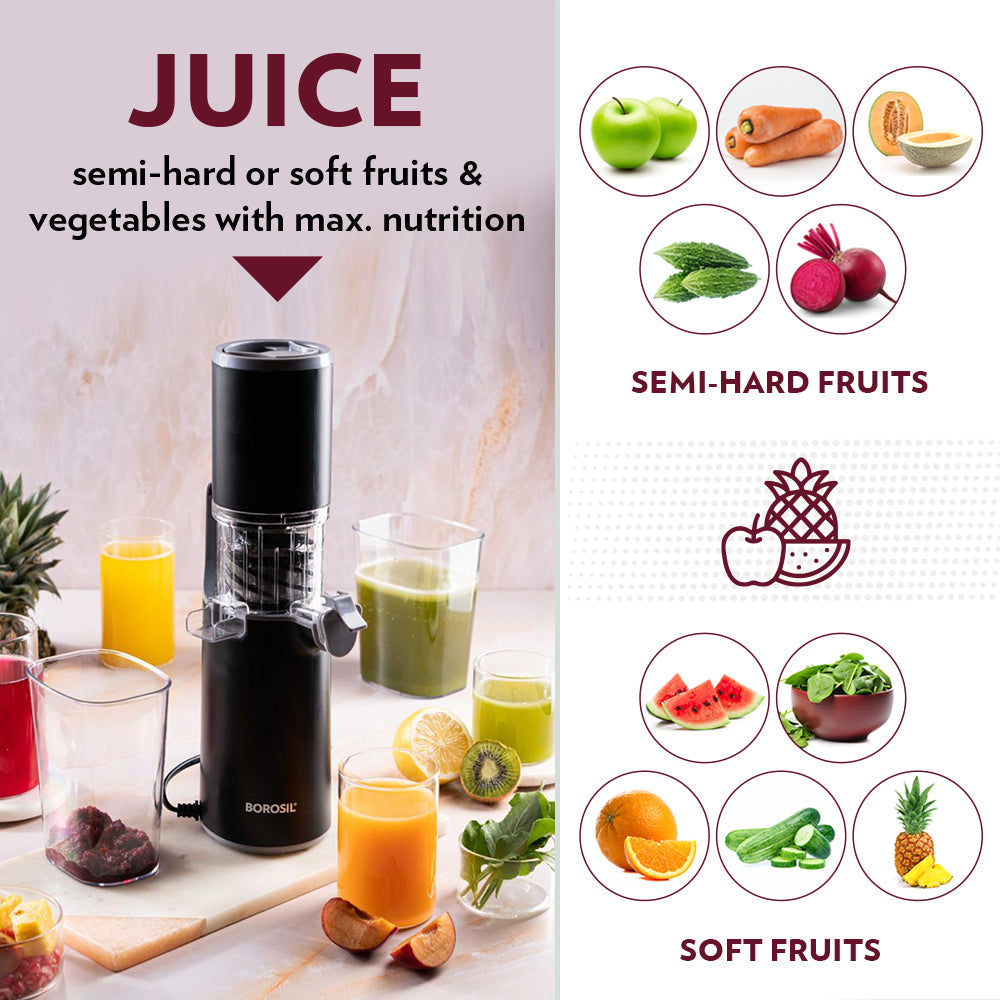 Borosil Easy Juice Cold Press Slow Juicer 130w