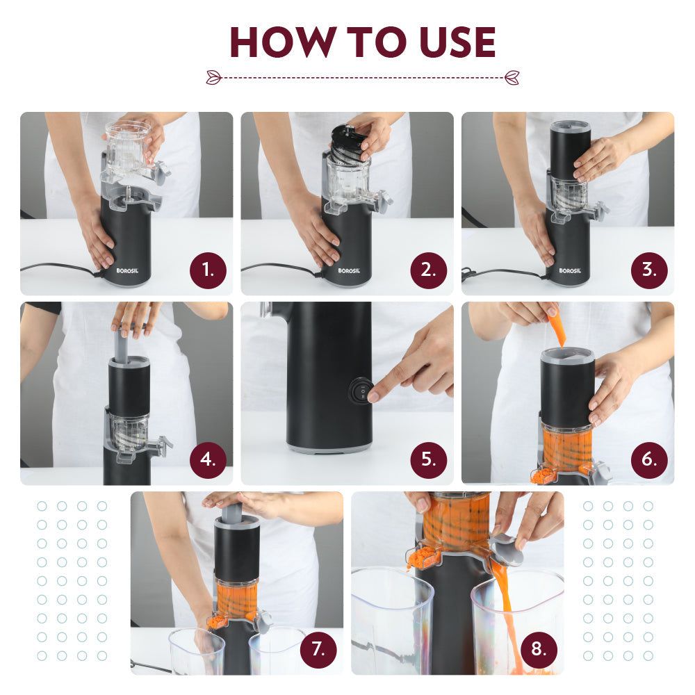 Borosil Easy Juice Cold Press Slow Juicer 130w