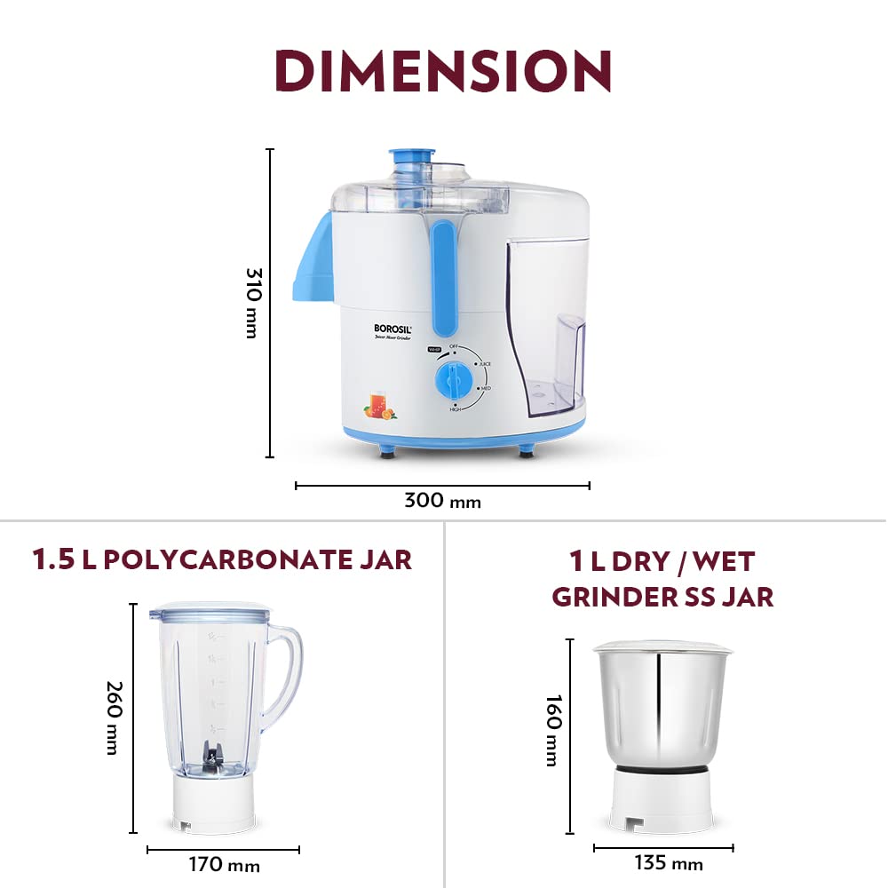 Borosil Primus II Juicer Mixer Grinder 500W