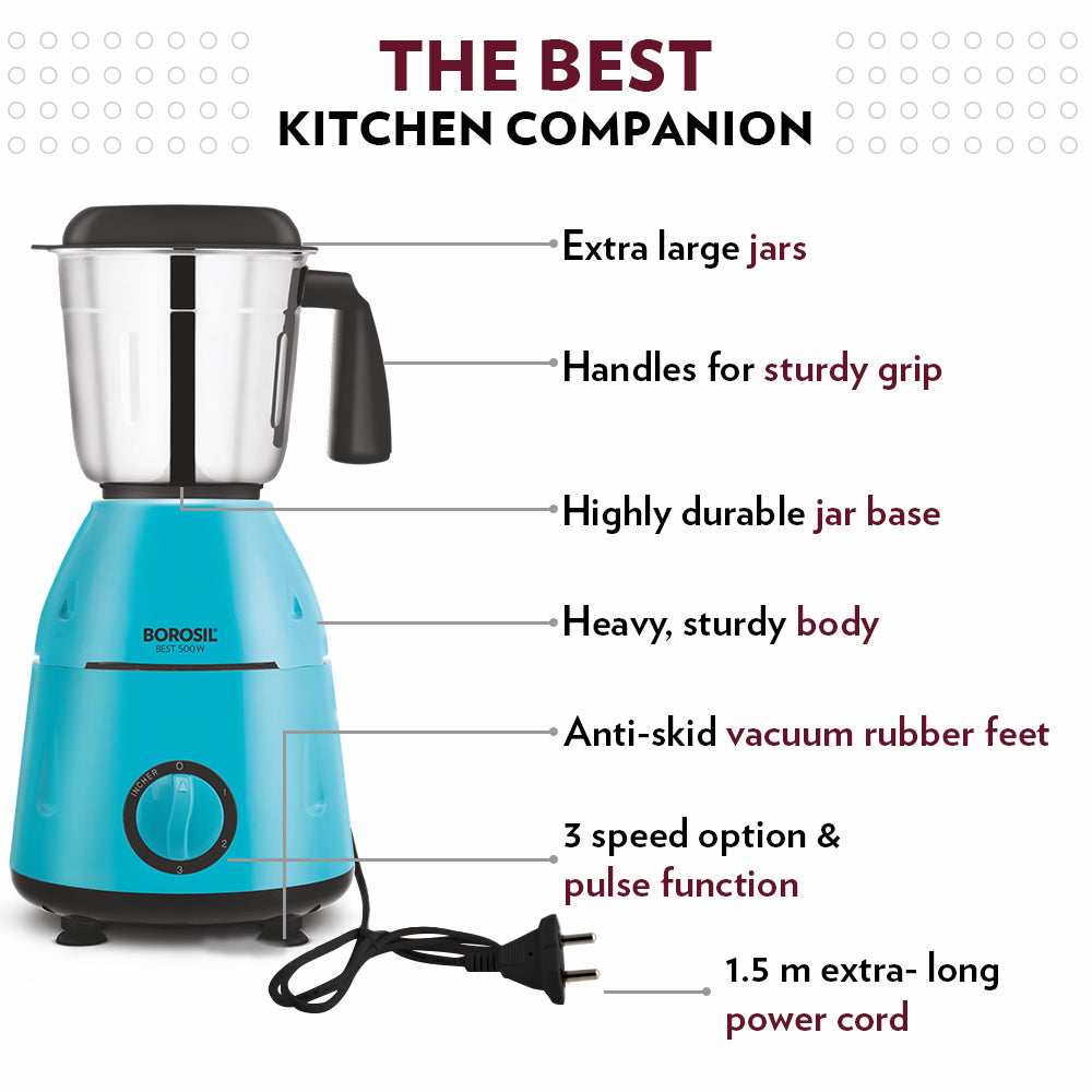 Borosil Powerful Mixer Grinder 500W