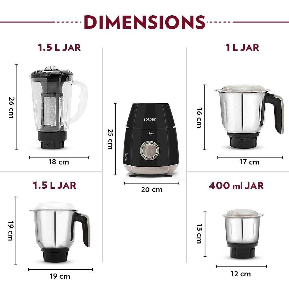 Borosil Infinity Mixer Grinder 750W