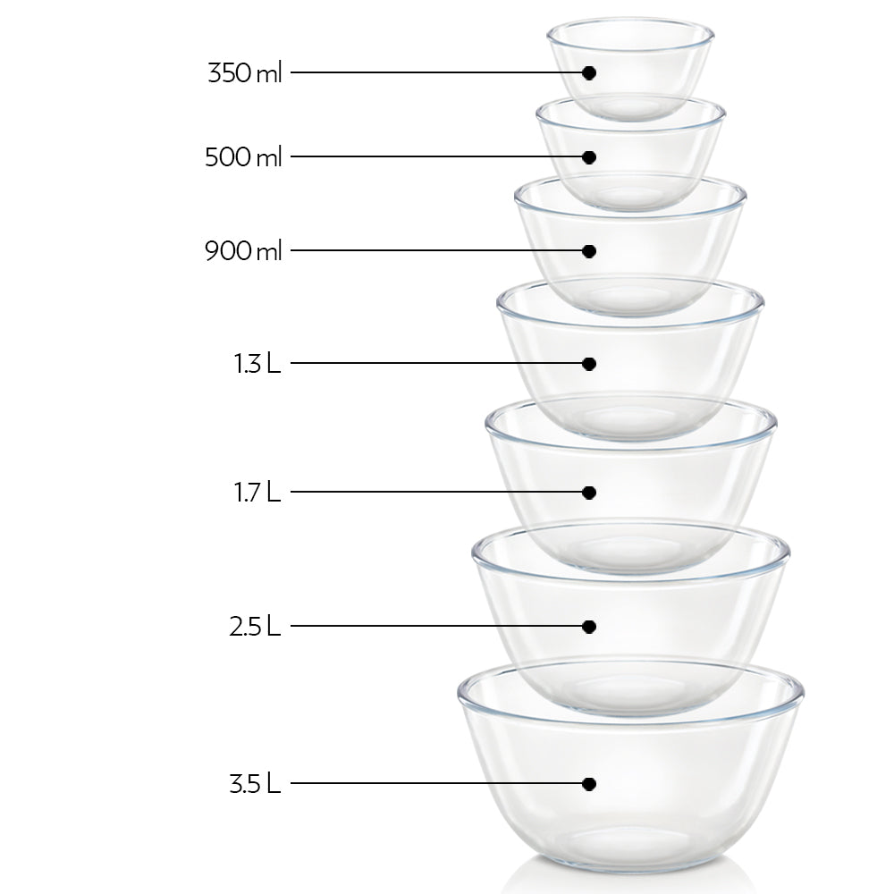 Borosil Mixing Bowl with White Lid Set of 3
