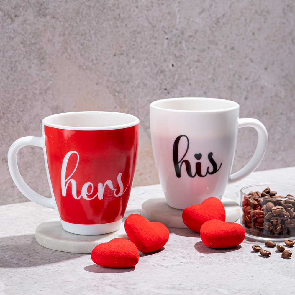 Borosil Larah His and Hers Mug Set of 2, 390ml