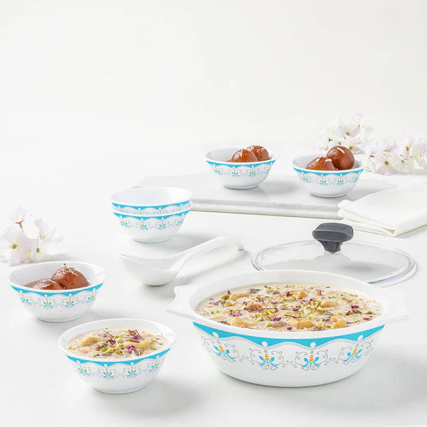 Borosil Larah Royal Jade Dessert Set, 9 pc